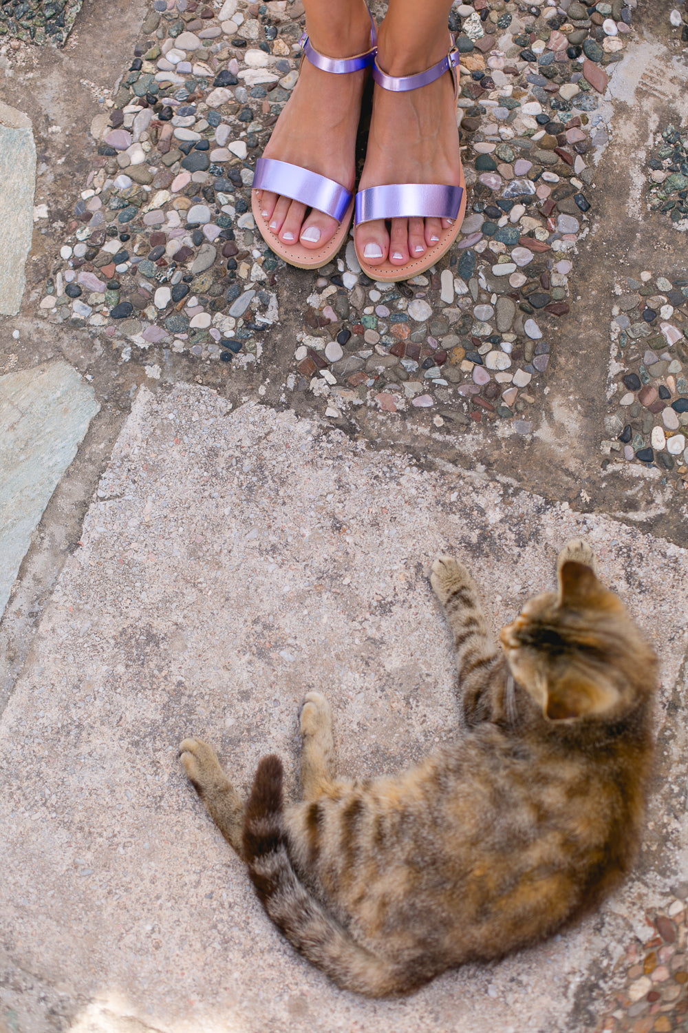 Aphrodite Greek Leather Ankle-Strap Sandals – Metallic Purple