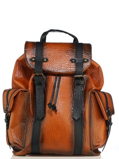 Backpack with shadows effect in tan, Leather Backpack Unisex, Leather Rucksack, Backpack Purse, Made in Greece from Full Grain Leather,